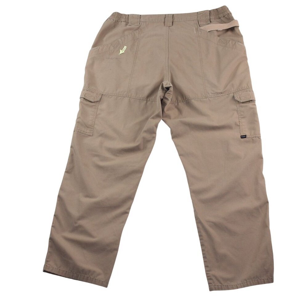 5.11 Tactical Series Cargo Pants Sz 38 X 32 Tan Brown Ripstop Elastic Waistband - Picture 2 of 16